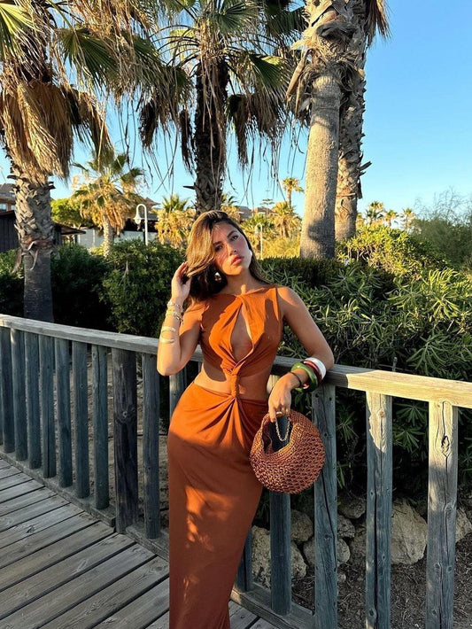 Cutout Hollow Out Backless Maxi Dress