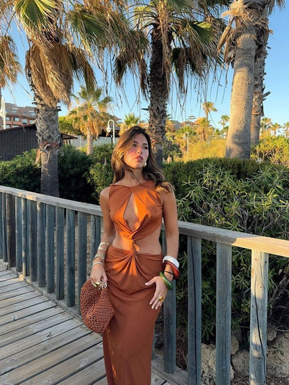 Cutout Hollow Out Backless Maxi Dress