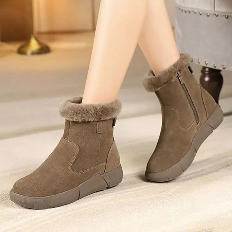 Fur Winter Suede Wool Warm Non-slip Booties Snow Boot
