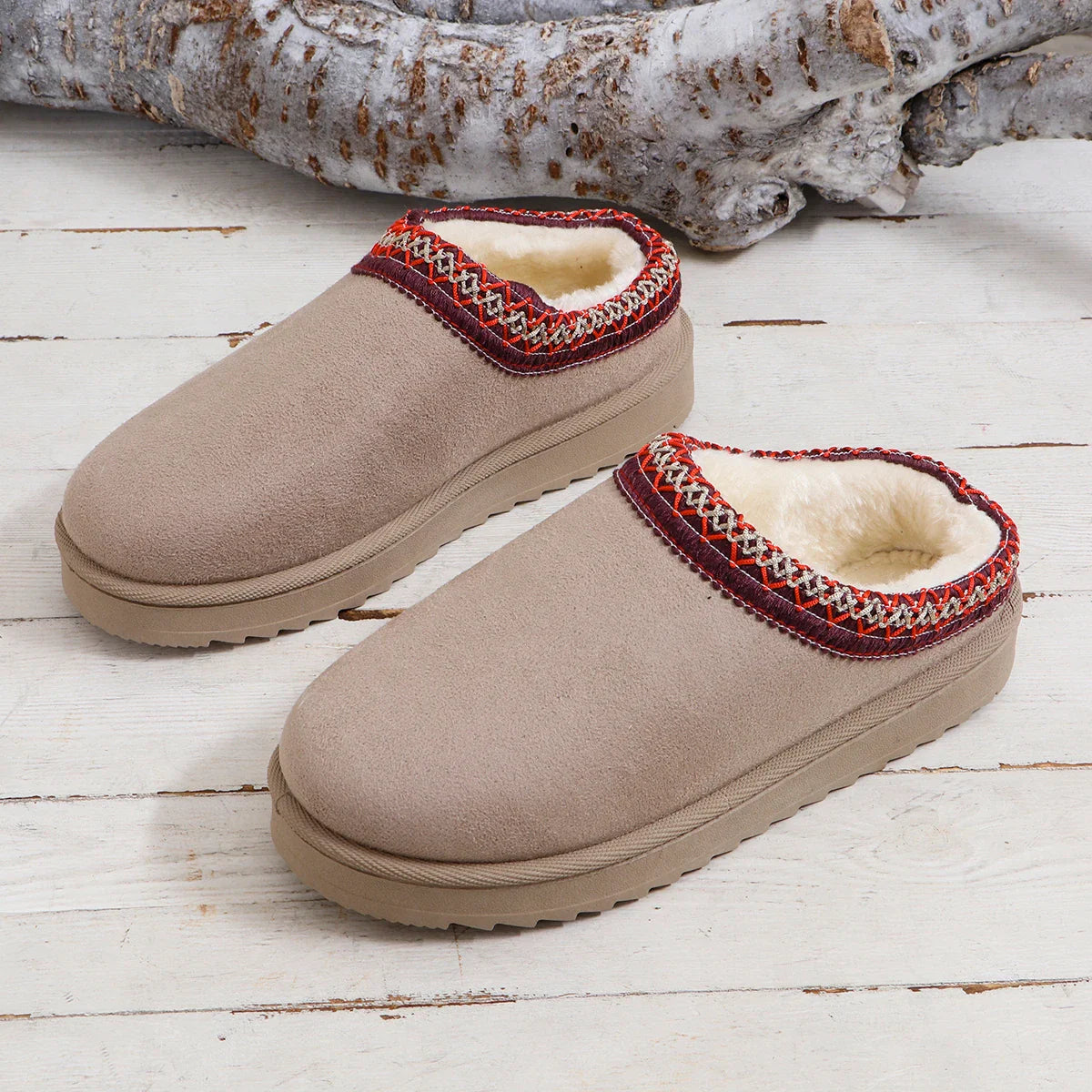 Snow Boots Winter New Cashmere Warm Thick Soles Without Heel-covered Hair Half Slipper Cotton Shoes Cashmere Warm Boots