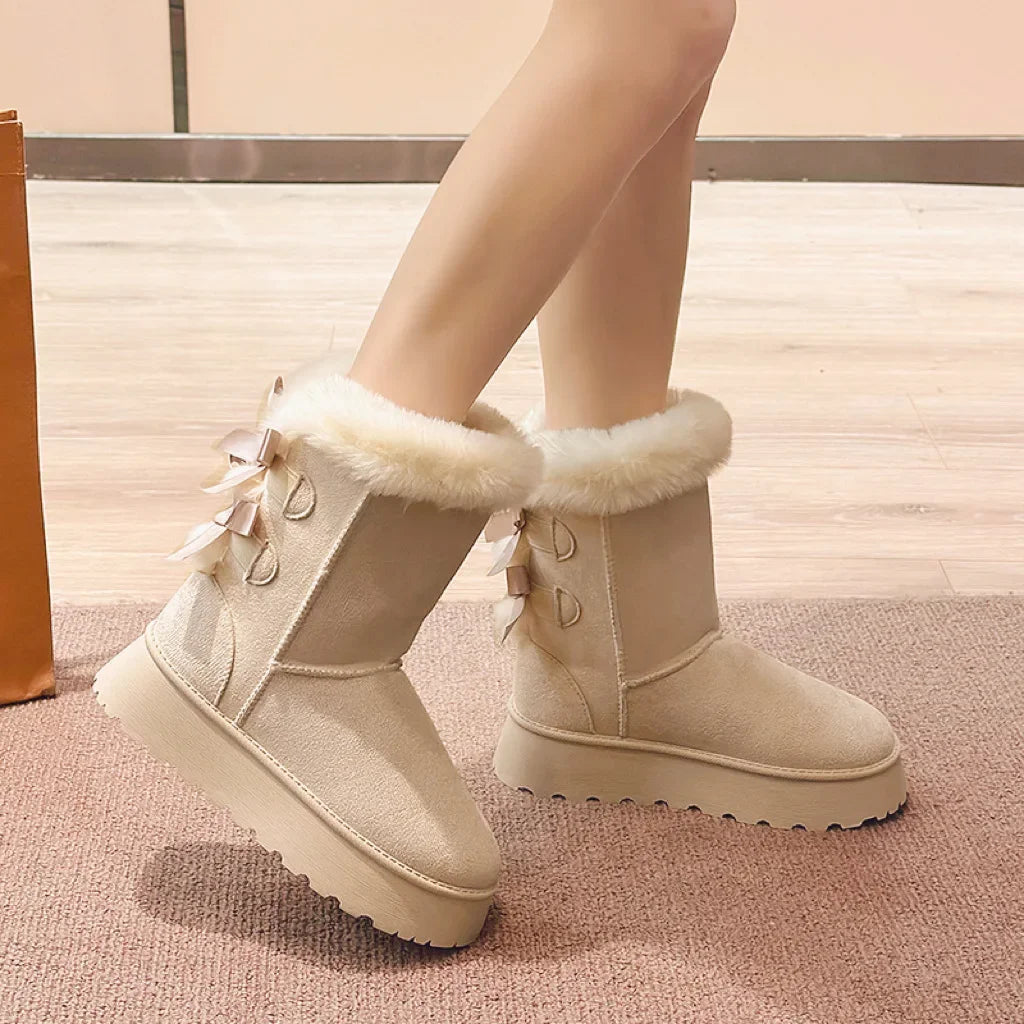 Thick Plush Thick Sole Non-slip Button Retro Snow Boot