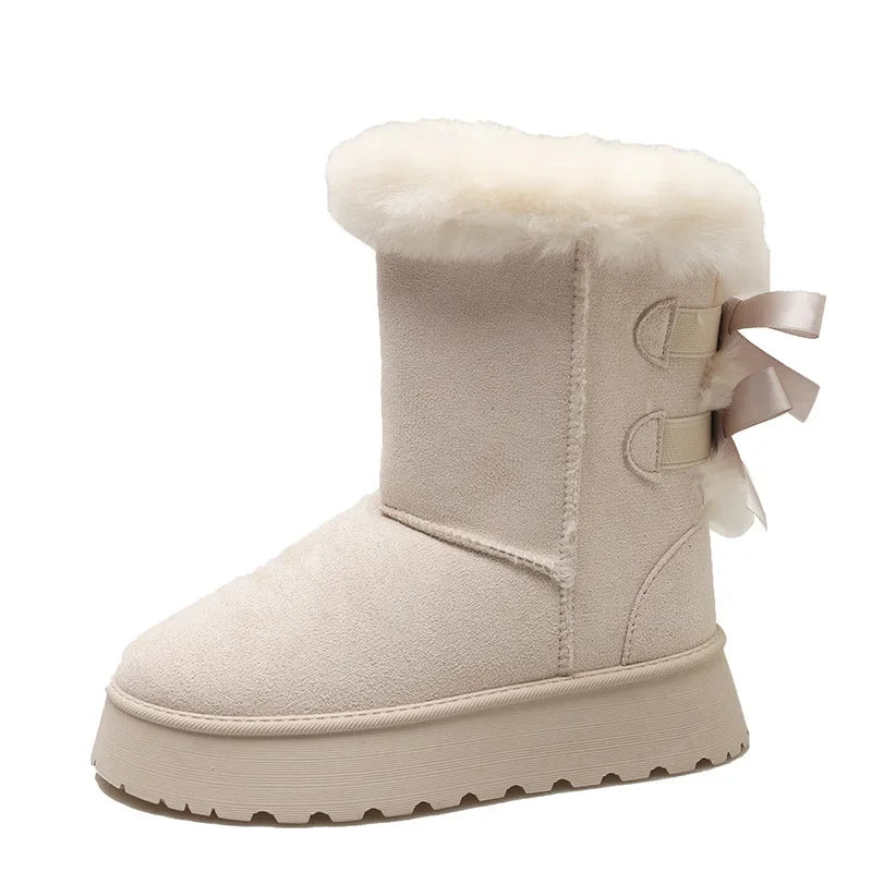 Thick Plush Thick Sole Non-slip Button Retro Snow Boot