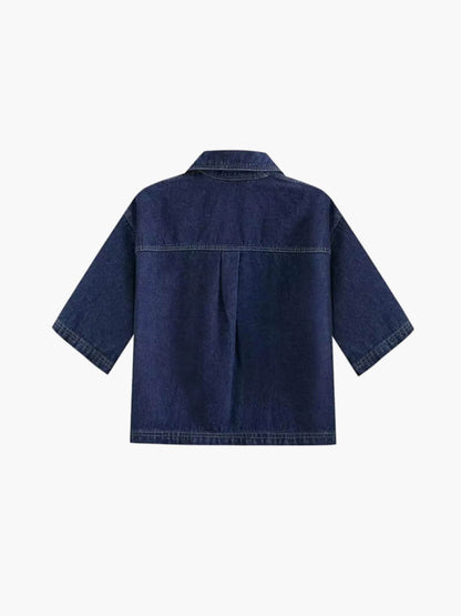 Faelyn - Denim Cropped-top & Skirt Two-piece Set