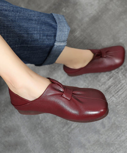 Soft Brown Splicing Wrinkle Flats Shoes Sl1014