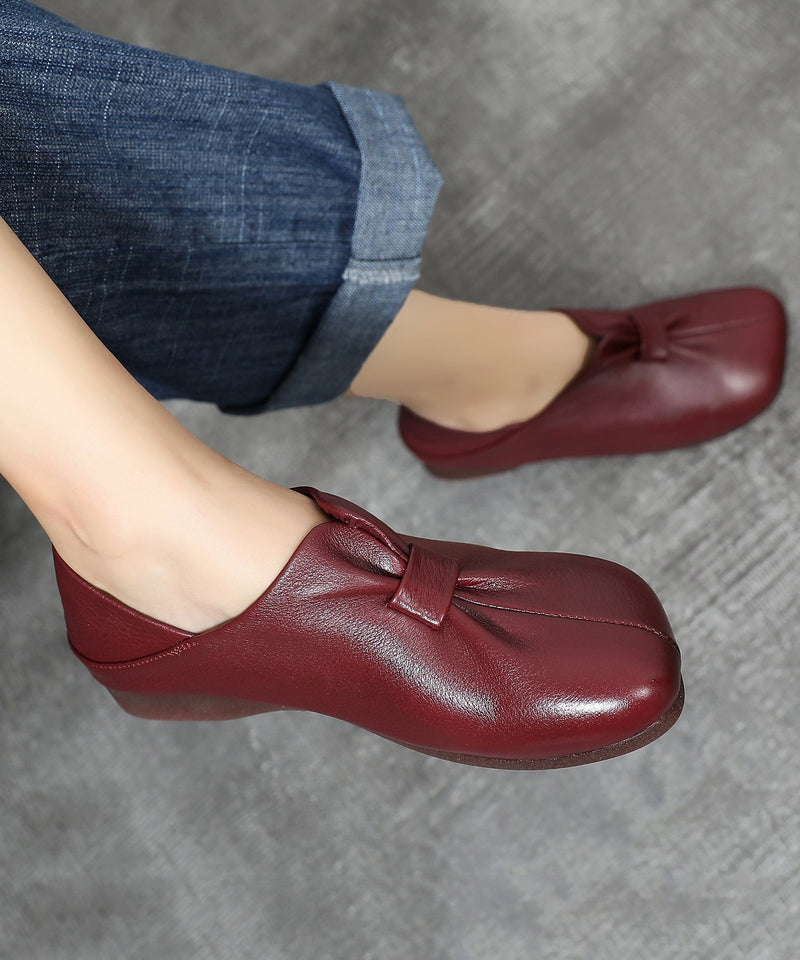 Soft Brown Splicing Wrinkle Flats Shoes Sl1014