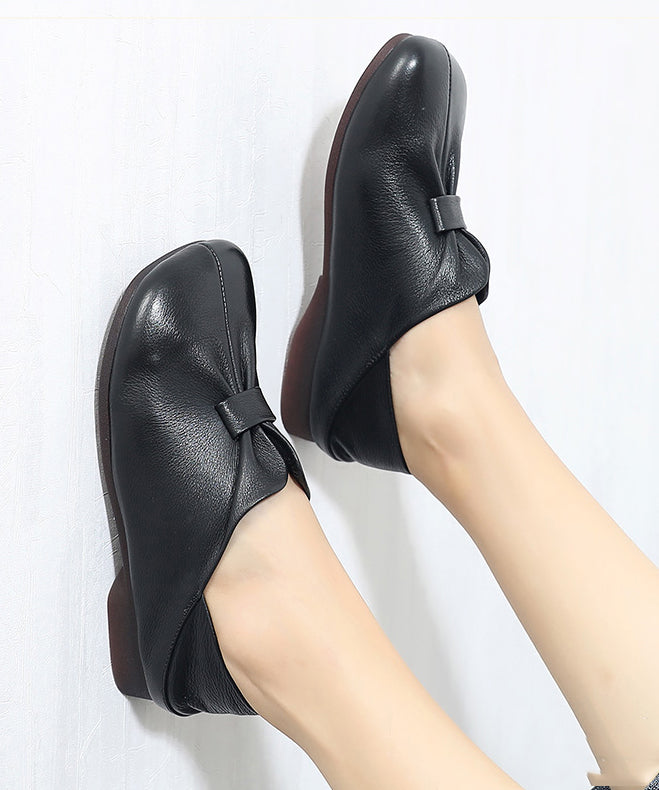 Soft Brown Splicing Wrinkle Flats Shoes Sl1014
