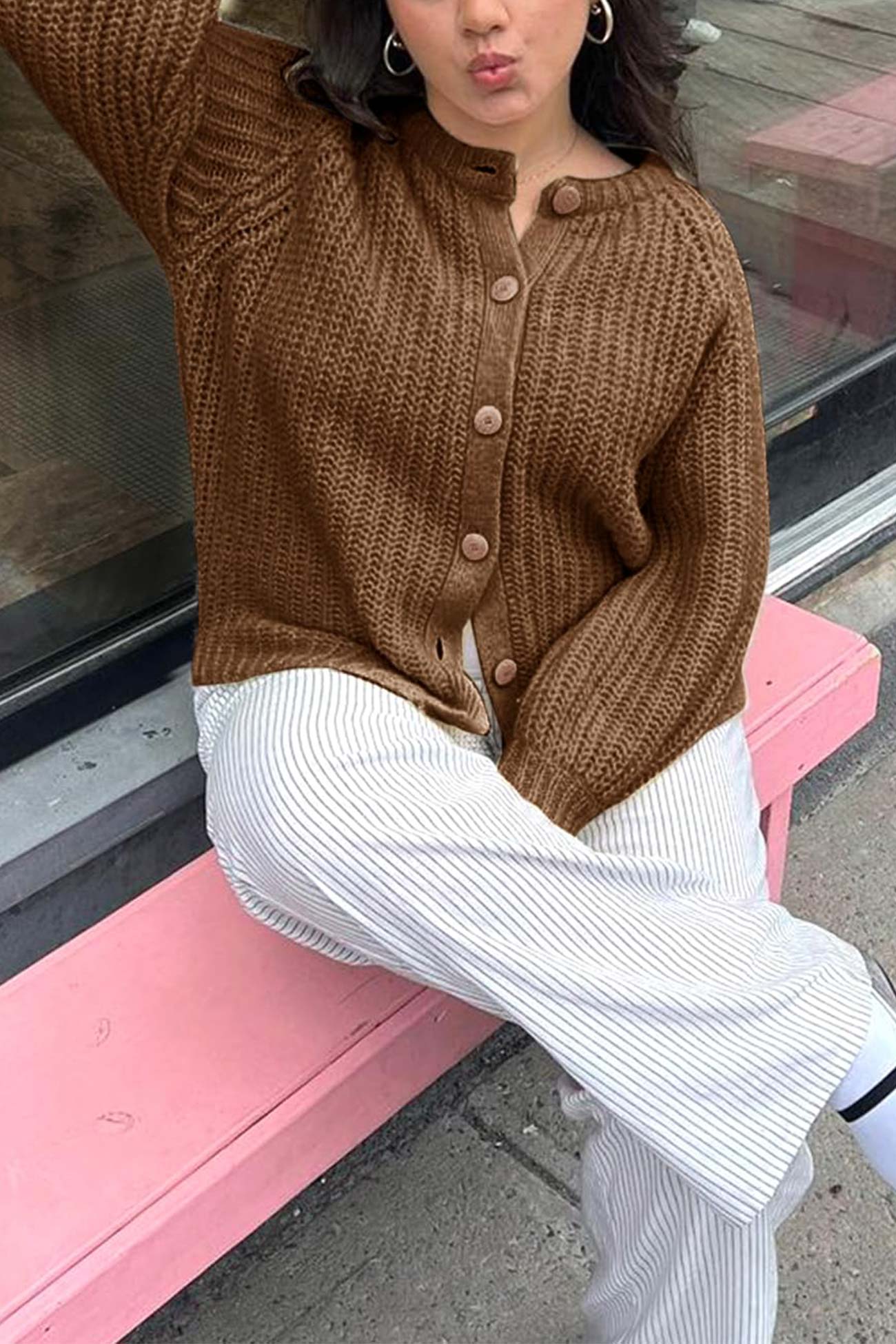 Color Botton Down Cardigan