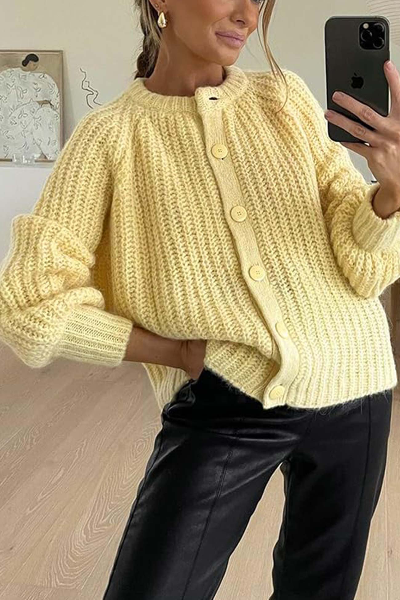 Color Botton Down Cardigan