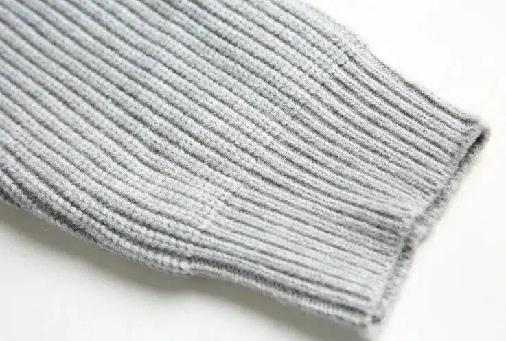 Color Ribbed Zip Knit Cardigan