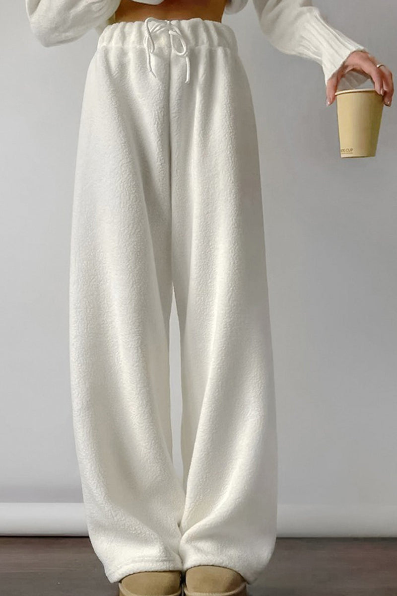 Color Elastic Waist Polar Fleece Pants