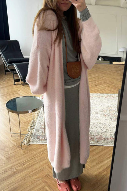 Color Fuzzy Long Cardigan
