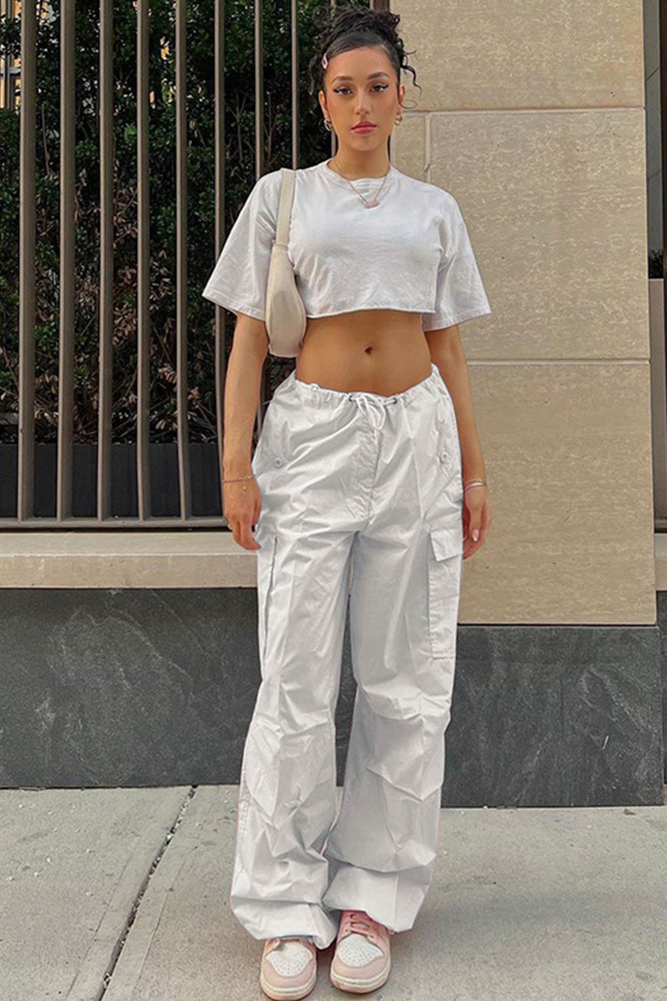 Color High Waist Cargo Pants