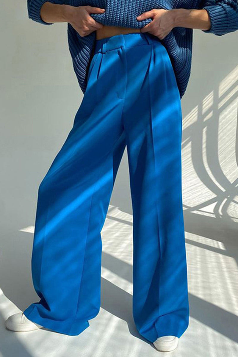 Color High Waist Loose Suit Pants