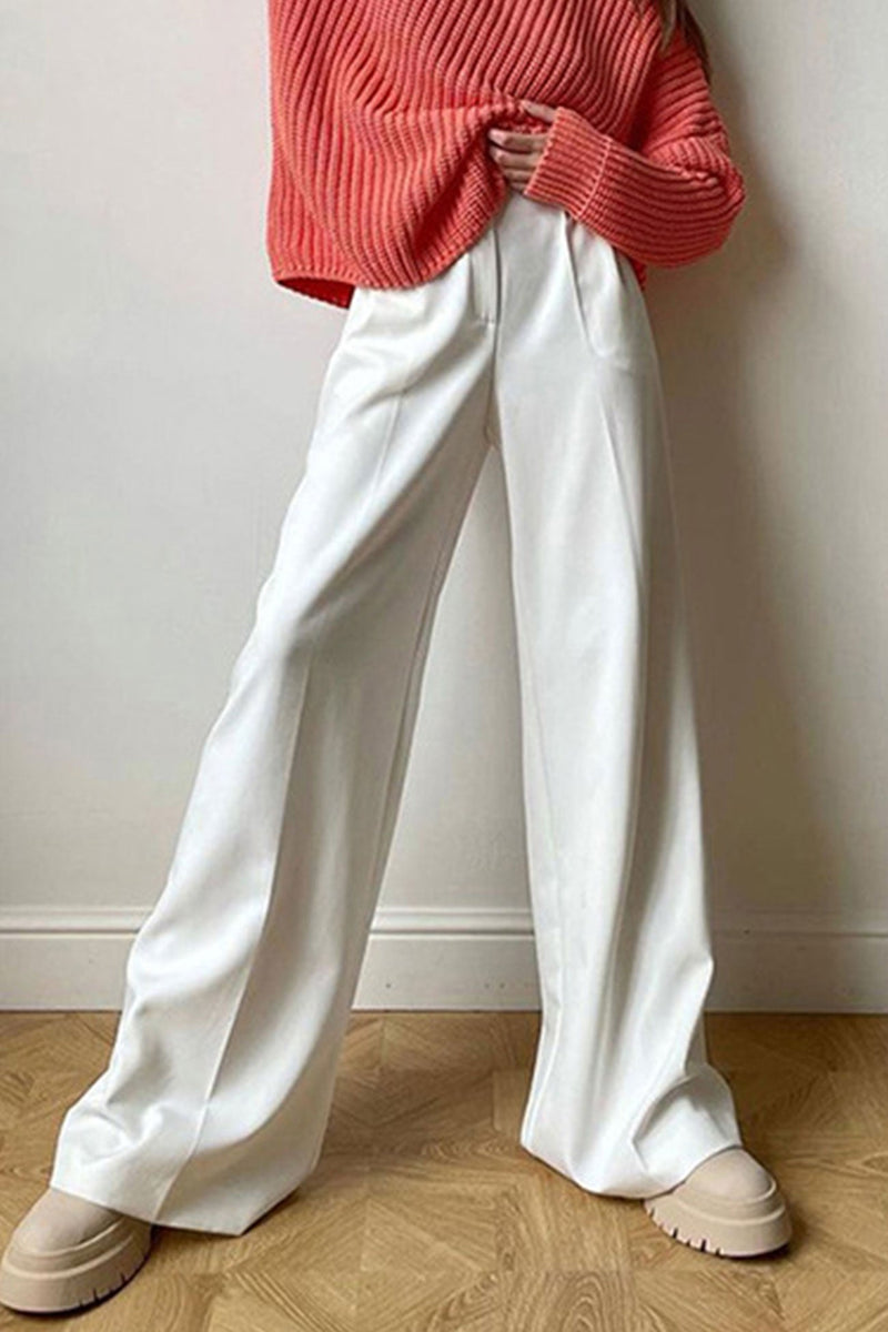Color High Waist Loose Suit Pants