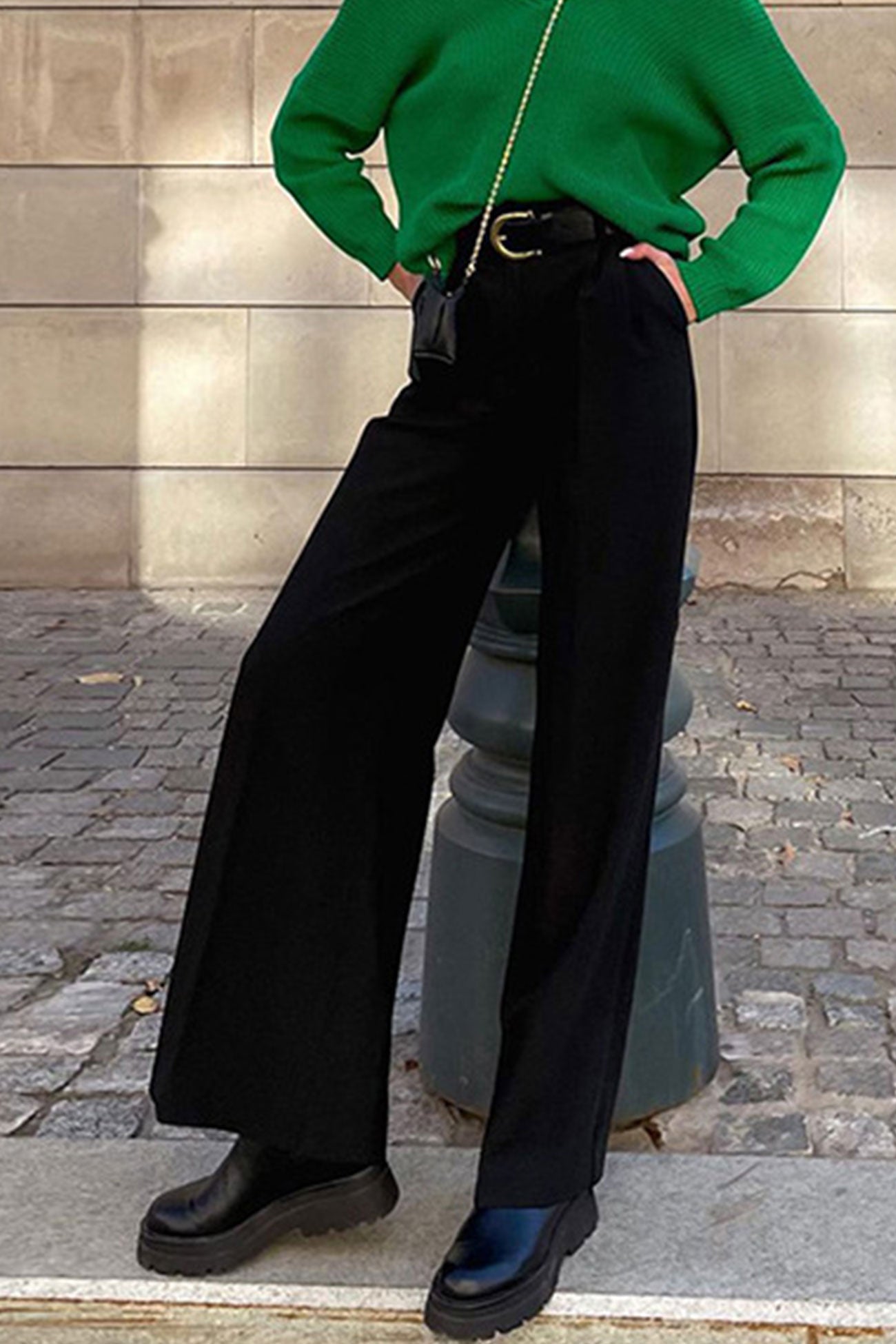 Color High Waist Loose Suit Pants