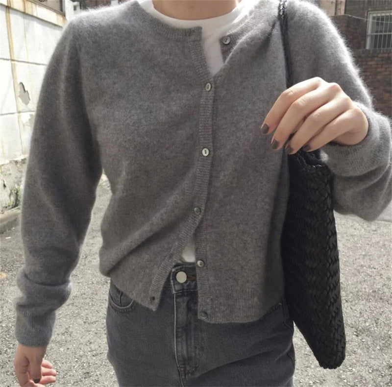 Knit Single Breasted Long Sleeve Loose Autumn Spring Cardigan