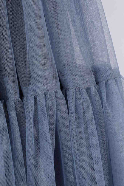Color Mesh Patchwork Skirt