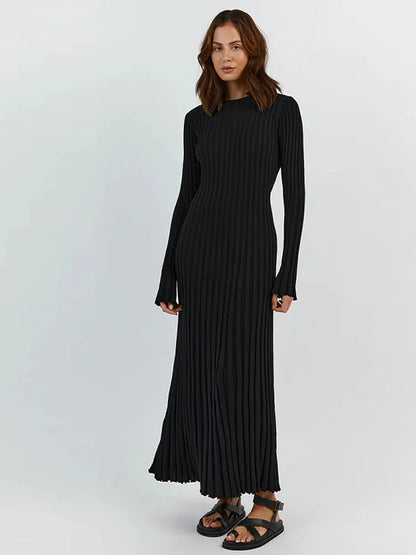 White Pleated Long Robes Summer Lady Office Maxi Dress