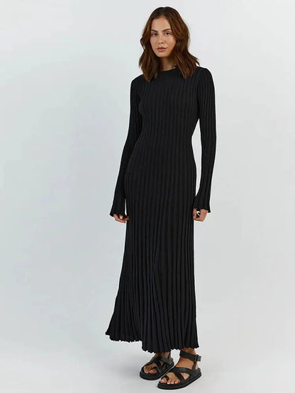 White Pleated Long Robes Summer Lady Office Maxi Dress