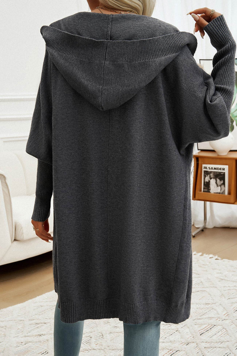 Color Single-breasted Hooded Cardigan