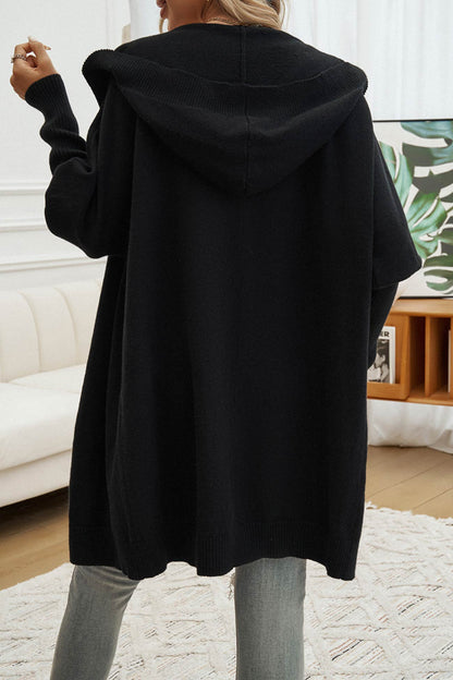 Color Single-breasted Hooded Cardigan