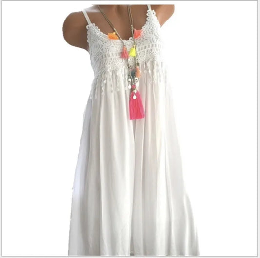 Color Spaghetti Strap Dresses V-neck Lace Edge Patchwork Mini Dress Lady Vestidos Summer New