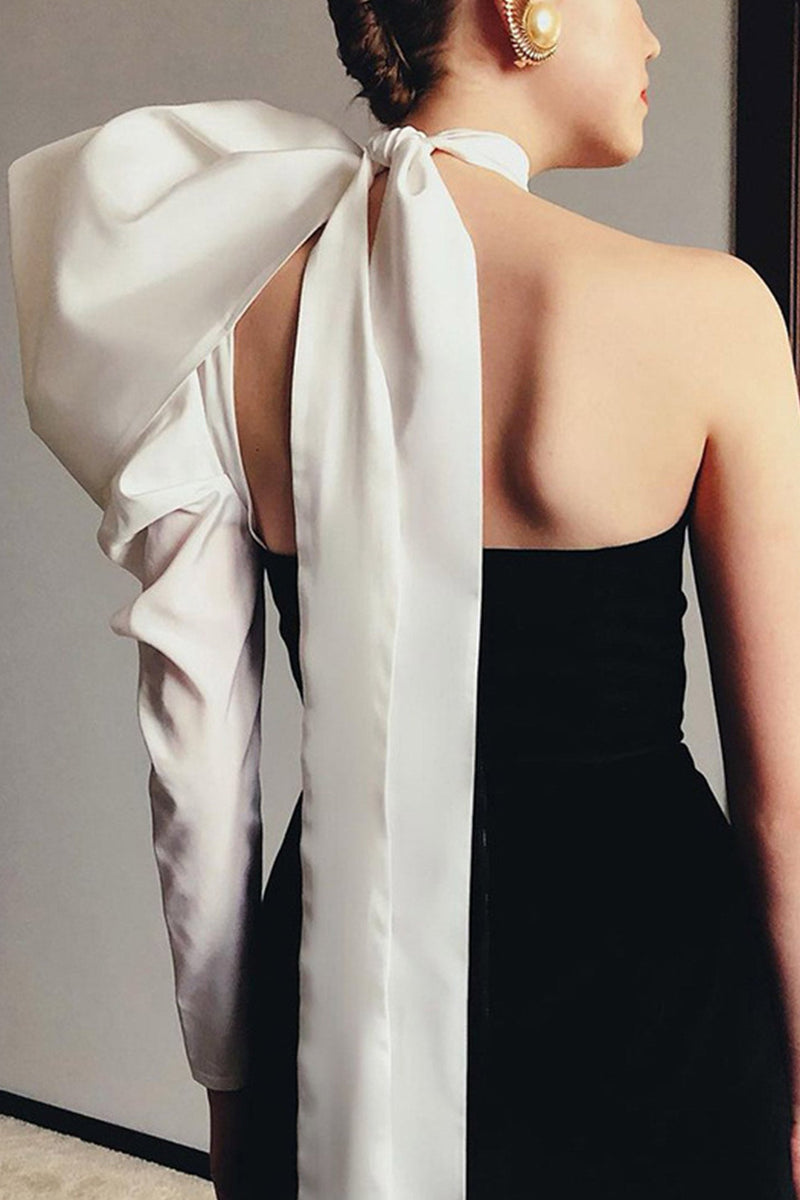 Color Strapless Mini Dress & Bow-tie Sleeve