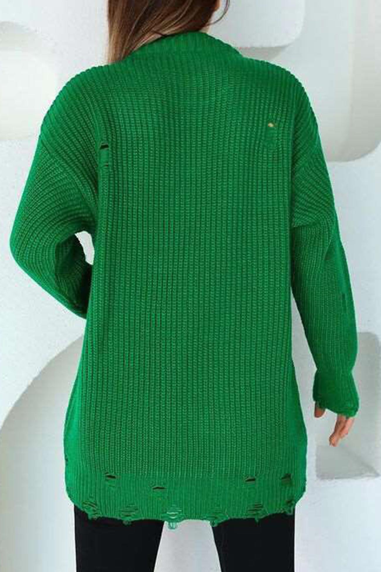 Crew Neck Distressed Sweater