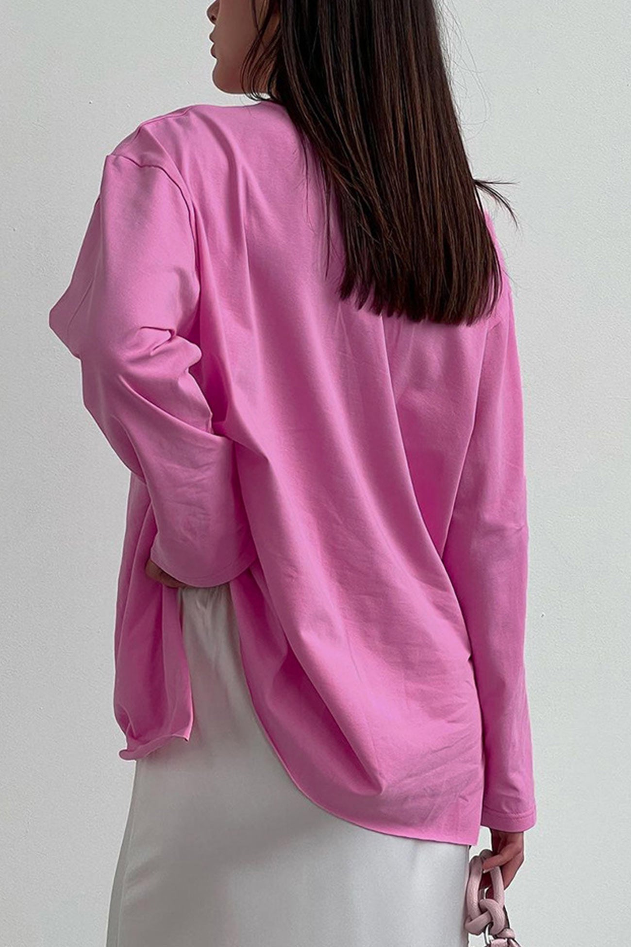 Crew Neck Slit Cotton Sweatshirt