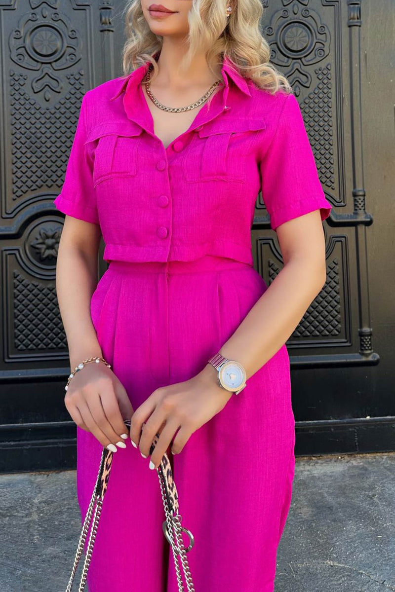 Crop Blouse Long Pants Set