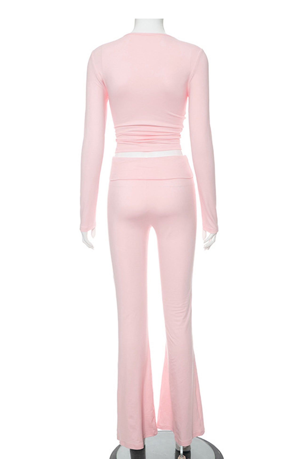 Crop Top Flares Long Pants Set