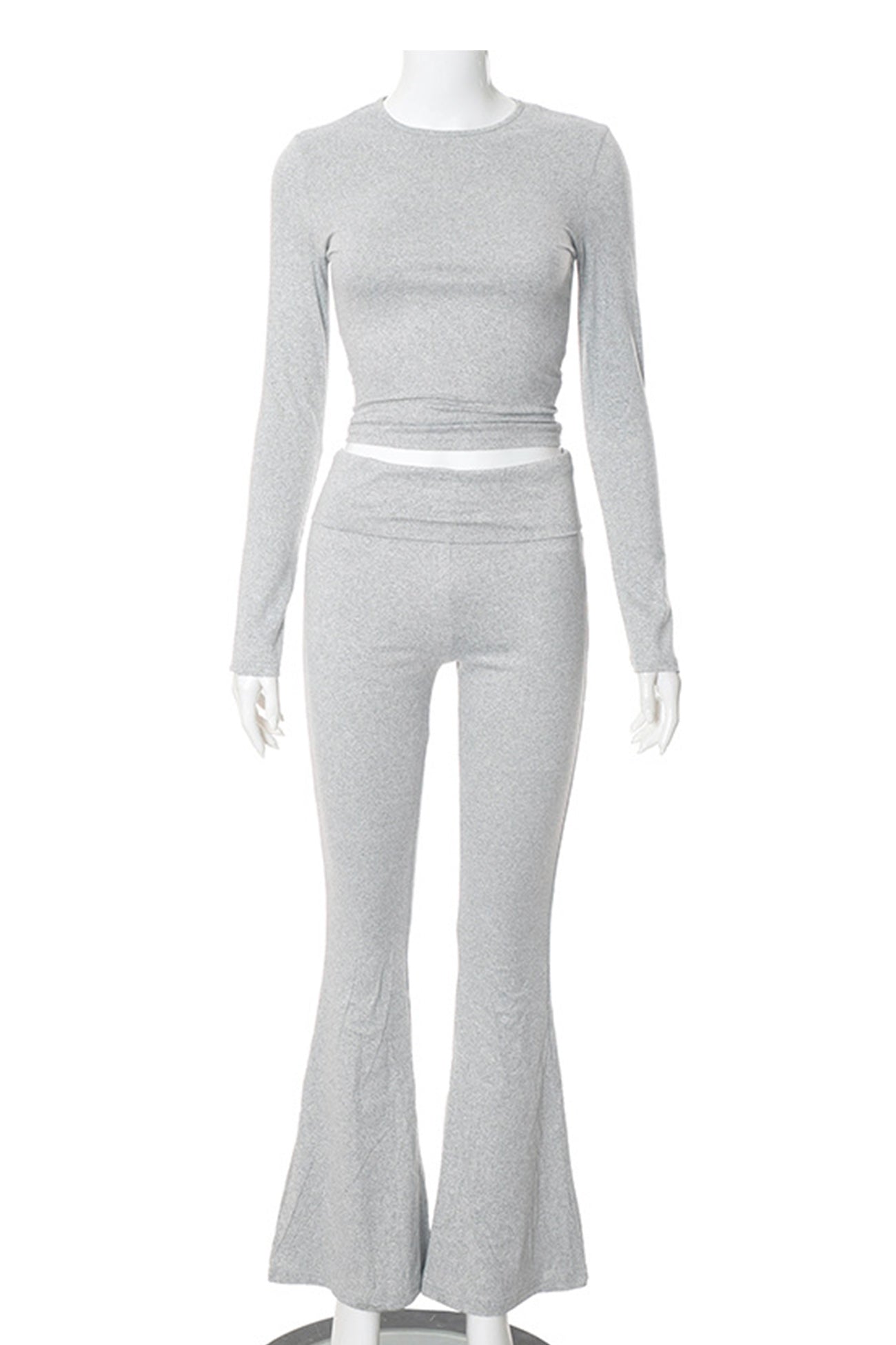 Crop Top Flares Long Pants Set