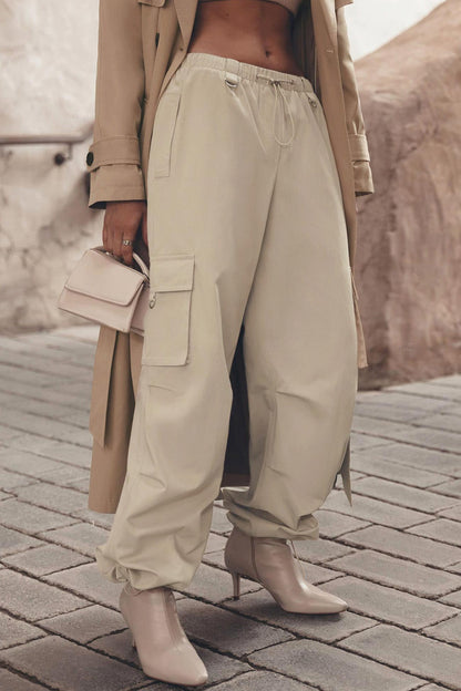 Drawstring Large Pocket Cargo Pants