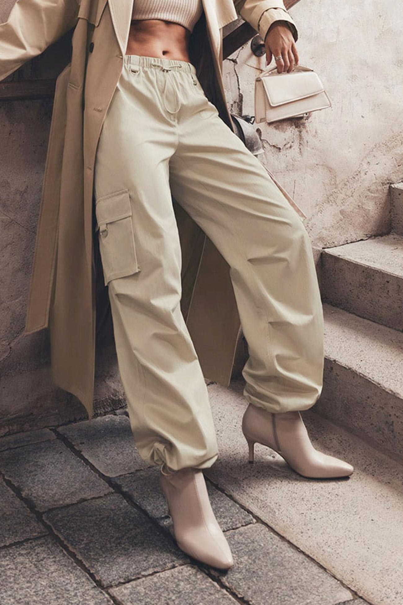 Drawstring Large Pocket Cargo Pants