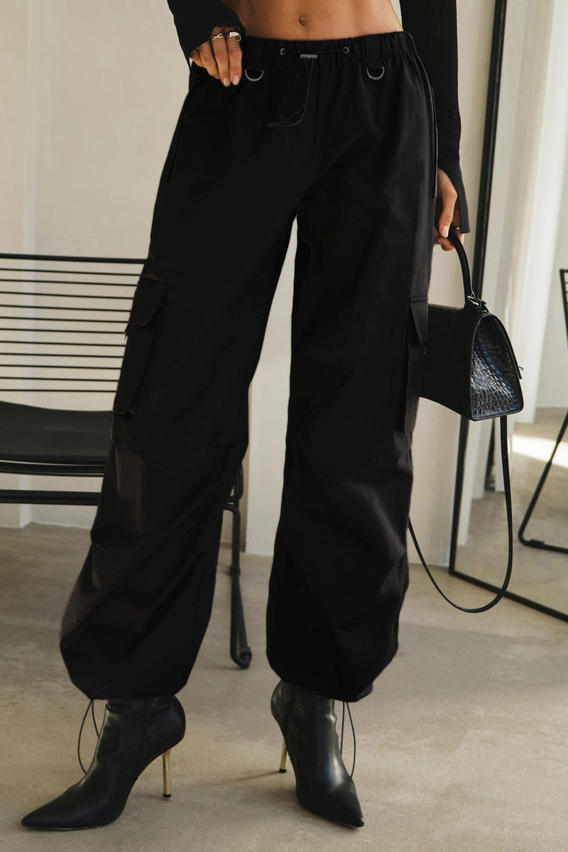 Drawstring Large Pocket Cargo Pants