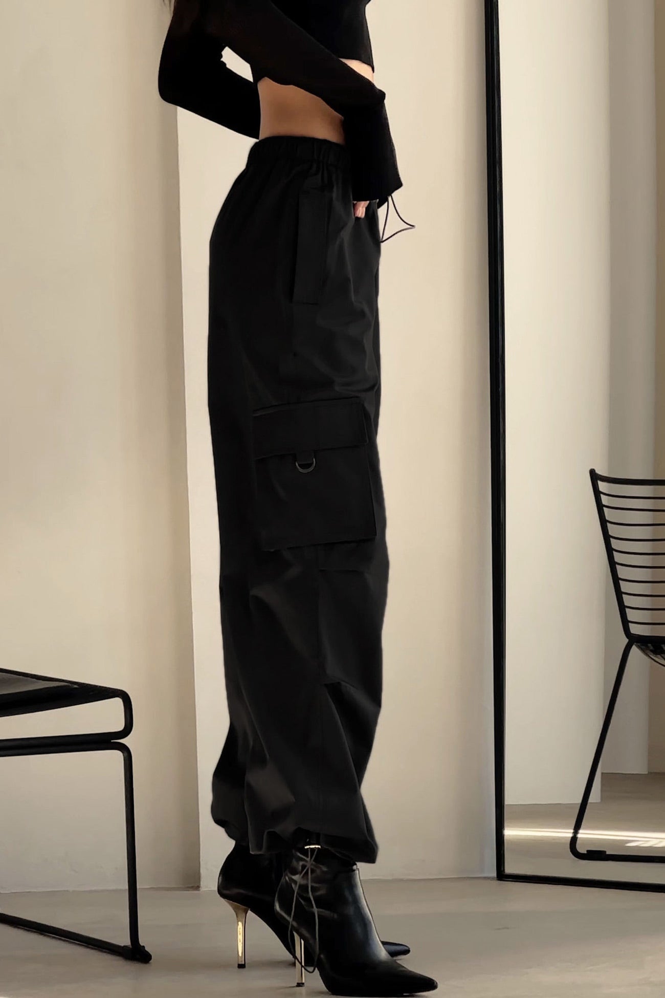 Drawstring Large Pocket Cargo Pants