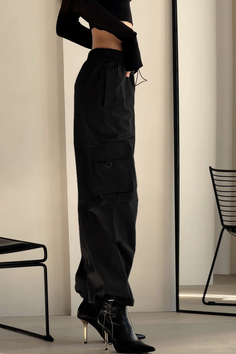 Drawstring Large Pocket Cargo Pants