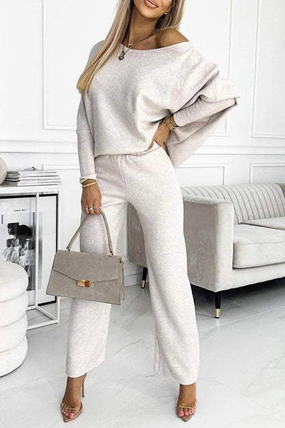 Drop Shoulder Pullover Pants Set