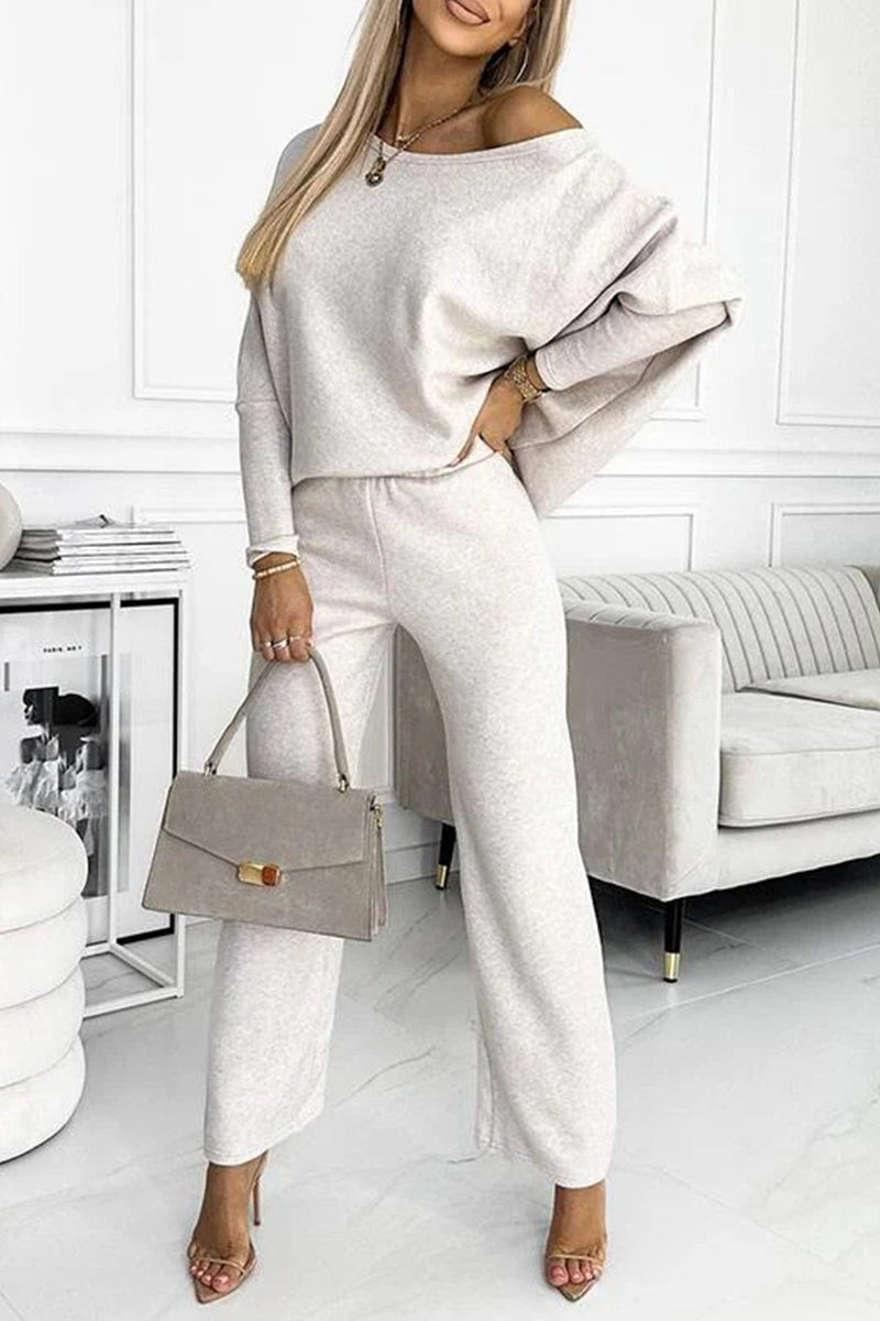 Drop Shoulder Pullover Pants Set