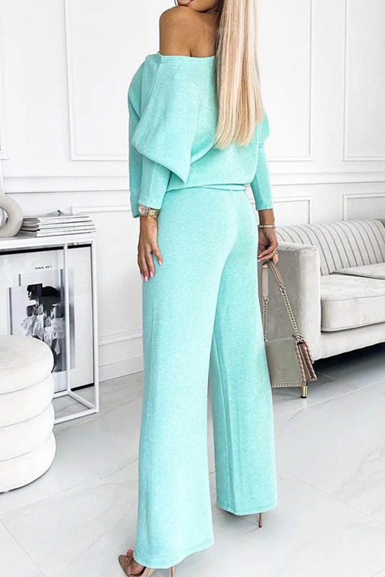 Drop Shoulder Pullover Pants Set