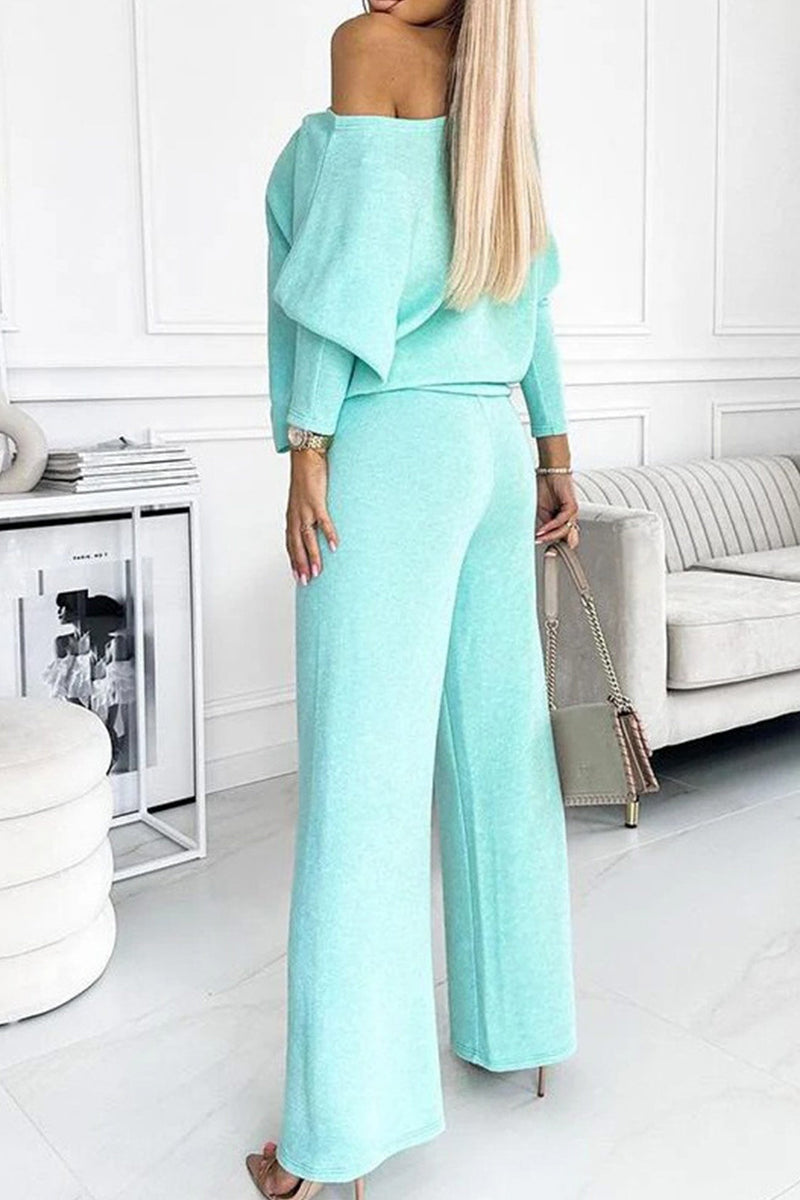 Drop Shoulder Pullover Pants Set