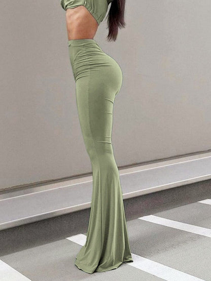 Elastic Flared Pants