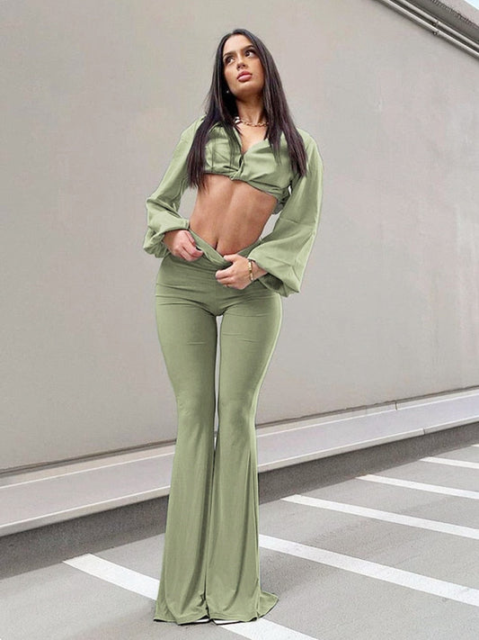 Elastic Flared Pants