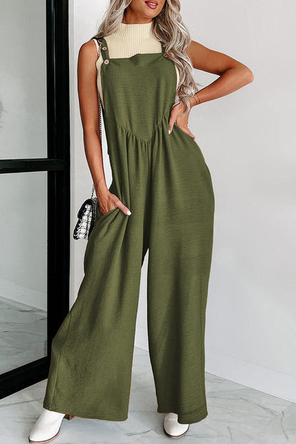 High Waist Pocketed Overalls