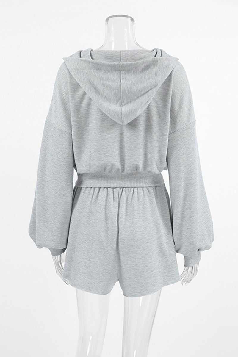 Hoodie Crop Top Shorts Set