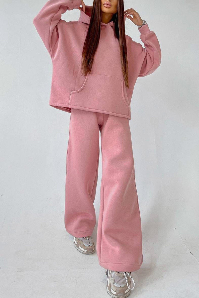 Hoodie Wide Leg Long Pants Suits