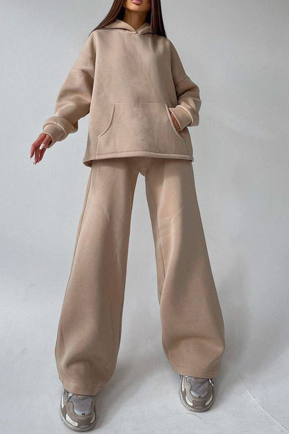 Hoodie Wide Leg Long Pants Suits