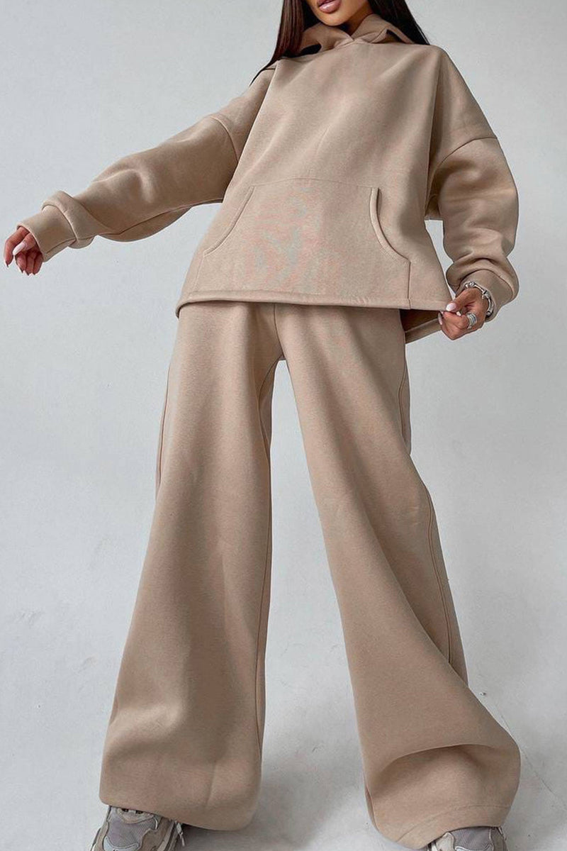 Hoodie Wide Leg Long Pants Suits