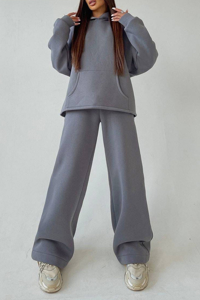 Hoodie Wide Leg Long Pants Suits