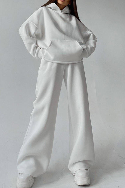 Hoodie Wide Leg Long Pants Suits